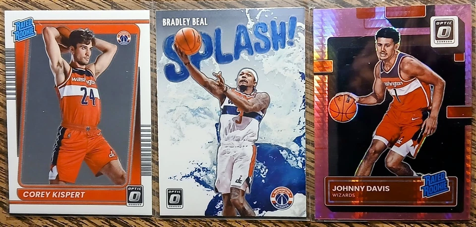 Donruss Optic Hyper Johnny Davis 2022 novato Washington Wizards SP RC NBA lote ×3 Foto 1 de 2