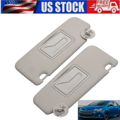 Pair Set Left+Right Gray Sun Visor With Mirror For Chevrolet 2012-2020 Sonic *&& - Image 1 of 4