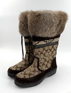 Coach Lorna Damen-Winterstiefel mit Kunstfellbesatz 7M Signature Canvas braun - Bild 1 von 10