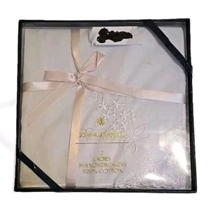 Brooks Brothers 2 weiße Baumwolle Damen Taschentücher Spitze bestickt - Bild 1 von 9