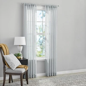Mainstays Polyester Sheer Rod Pocket Single Curtain Panel--Silver--50" x 84" - Picture 1 of 3