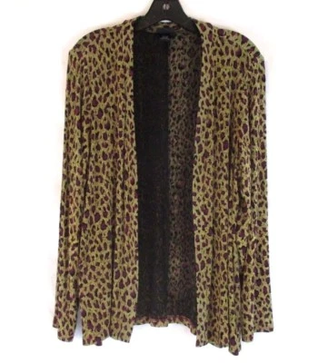 Citiknits Womens Stretch Jacket Brown Purple Sz M Long Sleeve Open Front CB53S - Image 1 of 4