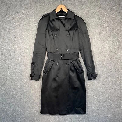 Abrigo Givenchy Mujer UK 6 IT 34 Negro Trench Cinturón Mac Chaqueta Diseñador Italia Foto 1 de 4