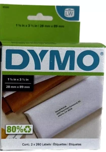 Auténticas etiquetas de dirección OEM DYMO 30320 260/paquete de 2 rollos blancas 1,12 x 3,5 ¡NUEVAS! - Imagen 1 de 4