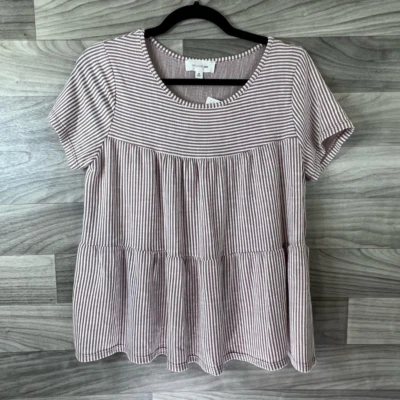 Exclusivo Top Babydoll Mujer Rosa Rayas Manga Corta Elastizado M Nuevo Foto 1 de 4