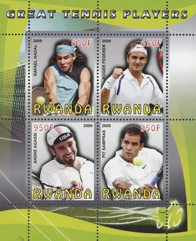 Great Tennis Player Sport Souvenir Sheet of 4 Stamps Mint NH Cover