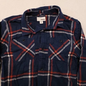 Sonoma Windowpane Flannel Long Sleeve Button Up Shirt Boys Size Medium M Blue - Picture 1 of 10