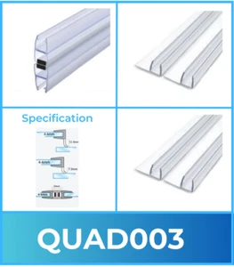 Shower Seal Strips 4-6mm Glass - Vertical Seals & Magnets Kit 2 meter - Picture 1 of 3