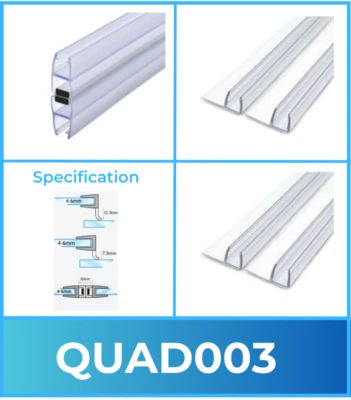 SHOWER OUTLET LTD Shower Outlet Clear Vertical Magnetic Shower Door Seal Strips Fit 4-6mm Glass 2m