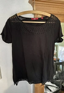 S.Oliver, Damen, Shirt, Kurzarm, Gr S/36, Schwarz, Spitze, Gothic, Original - Bild 1 von 7