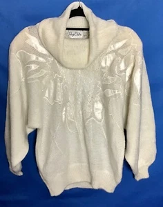 WYE OAKS LADIES LONG SLEEVE WHITE WINTER SWEATER SIZE M - Picture 1 of 3