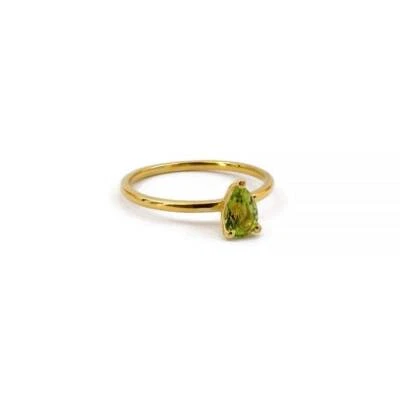 Anillo de compromiso solitario de piedras preciosas de peridoto verde natural de oro amarillo sólido de 10 k Foto 1 de 4