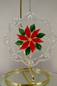 Fenton ORNAMENT Snowflake Clear RED POINSETTIA 1714 FREEusaSHP - Picture 1 of 2