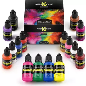 Acrylic Airbrush Paint 16 Colours/30Ml, Model Paint Ready to Spray for Air Brush - Picture 1 of 12