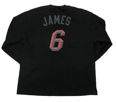 Miami Heat NBA Black Cotton Lebron James #6 Long Sleeve T-shirt Sz. XL - Image 1 of 4