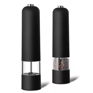 2Pcs Electric Salt and Pepper Mill Grinder Adjustable Mill Shaker Light Up LED - Picture 1 of 15