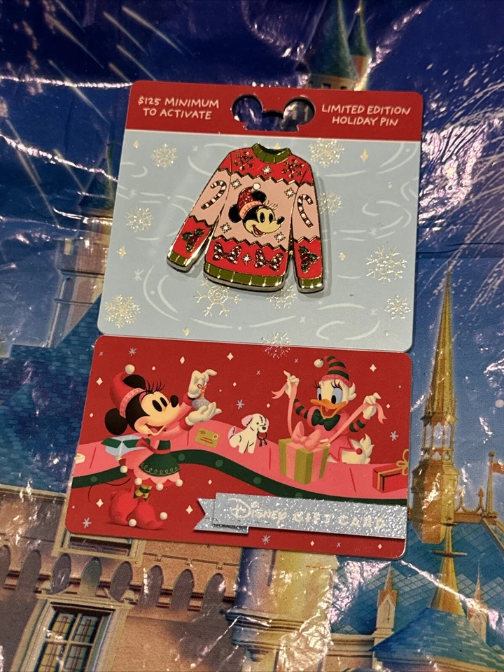 Prendedor de tarjetas de regalo suéter suéter de Minnie Mouse de Navidad de los parques de Disney 2024 💥 Nuevo Foto 1 de 1