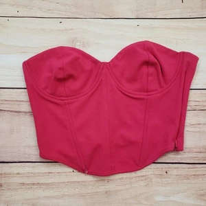 Zara Shirt Womens Medium Pink Crop Top Strapless Sleeveless Corset Ladies M - Picture 1 of 9