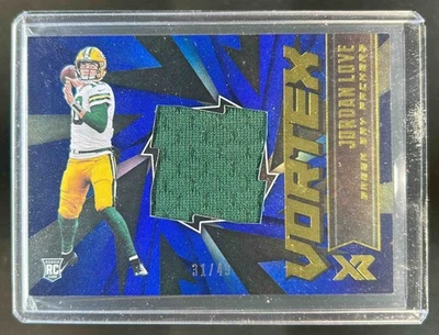 2020 Panini XR Jordan Love Vortex Jersey Blue Rookie RC #/49 Packers - Image 1 of 2