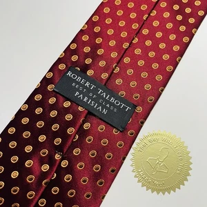 Robert Talbott erstklassige Seidenkrawatte metallisch rot mit orangefarbenen & kupferfarbenen Kreisen 60 x 4 Zoll - Bild 1 von 12