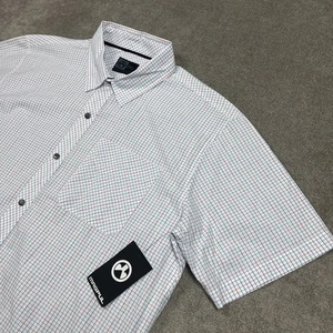 Magpul Shirt Mens 2XL White Brady Work Pocket Short Sleeve Snap Button Plaid NEW - Picture 1 of 10
