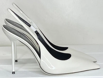 Paris Texas Womens Lidia Slingback Heels Size 9 White Patent Stiletto Slip-On - Image 1 of 4
