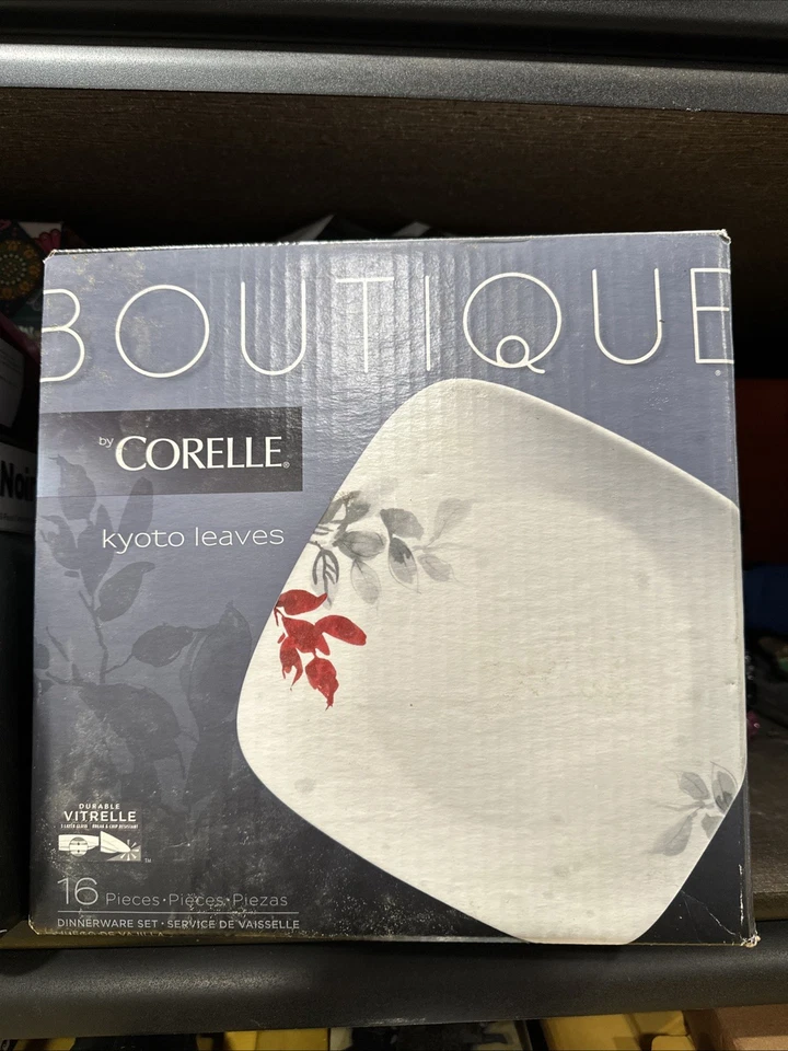 Corelle 1101078 Square Kyoto Leaves 16-pc Set