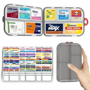 Pill Organizer, Large Travel Pill Organizer with Labels, Medicine Pill Organi... - Picture 1 of 8