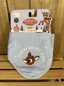 Bandana Rudolph Snow What Fun Mascota Azul Invierno Navidad Vacaciones Talla S/M 13-15" - Imagen 1 de 2