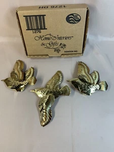 Vintage Home Interior Messing Fliegende Vögel Metall Wanddeko 3er Set Originalkarton - Bild 1 von 15