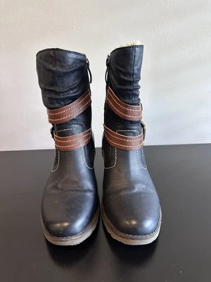 Spring Step Boisa Water Resistant Navy Boots Bootie Faux Fur US 5.5-6 EU 37 - Image 1 of 4