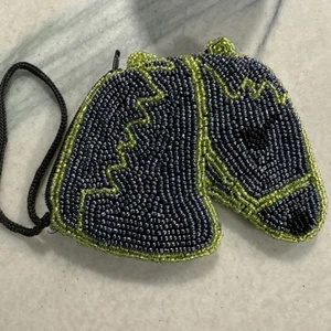 Vintage Coin Purse Beaded Pony Horse Epona 4”x5” Bag Small Pouch Zipper - Picture 1 of 8