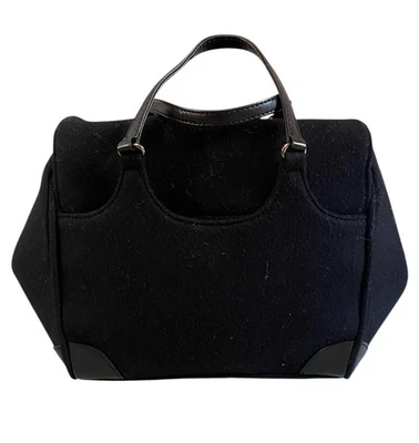 Bolso de mano Banana Republic vintage pequeño negro de lana y cuero Foto 1 de 4