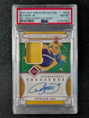 2022 Panini National Treasures FIFA NEYMAR JR 9/10 Patch Auto Ruby SP PSA 8 - Bild 1 von 3