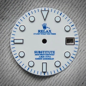 Dial Maker - White Enamel Relax Dial With Silver Indices BGW9  For Seiko mod - Picture 1 of 5