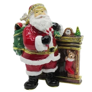 Collezione Gioielli Babbo Natale Statuina Cerniera Trinket Scatola Decorativa 4" H NUOVO - Foto 1 di 11
