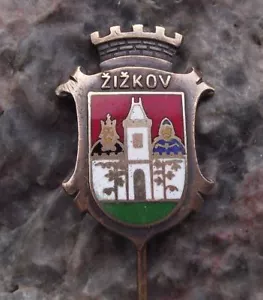 Antique Prague Zizkov District Praha 3 Heraldic Crest Coat of Arms Pin Badge - Picture 1 of 3