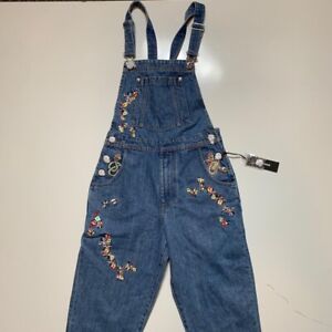 Diesel Womens De-Parker Bib Overalls Blue Cotton Denim Embroidered Pocket XS New
