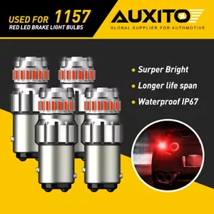 4X AUXITO Canbus 1157 BAY15D 2357 LED Brake Tail Parking Stop Light Bulbs Red - Foto 1 di 12