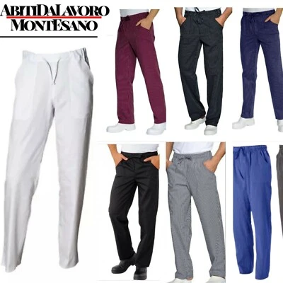 PANTALONI CUOCO PANTALACCIO DA LAVORO ELASTICO CHEF PIZZAIOLO CUCINA UOMO DONNA - Immagine 1 di 4