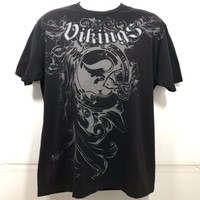 NFL Minnesota Vikings T Shirt Men’s Size L Black Front Print Reebok Football