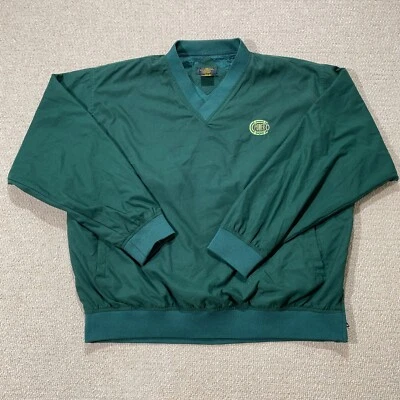 VINTAGE Windbreaker Jacket Mens XL Forest Green Shell Weatherproof Pullover Golf - Image 1 of 4