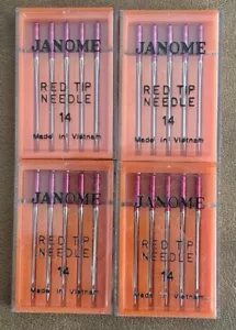 Janome Red Tip Sewing Machine Needles Size 9/14, 4 Packs of 5 Needles NEW - Picture 1 of 1