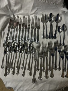 42 pc GORHAM/ LENOX ALCOTT 18/10 STAINLESS Knives, Forks, Iced Tea & Serving pcs - Picture 1 of 10