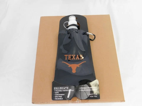 Texas Longhorns 12 Foldable Water Bottle Sealed Count Box 16 oz Biking Hiking Cover