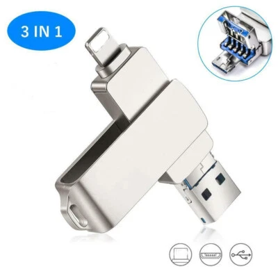 2TB 1TB 3 in 1 Flash Drive OTG Memory Stick External Storage for iPhone/Android - Image 1 of 4