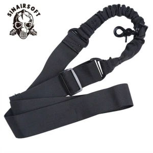 Adjustable Single 1 One Point Rifle Sling Bungee Tactical Airsoft AEG Gun Strap - Picture 1 of 10