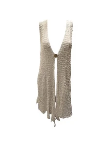 Womens Handmade Sleeveless Boho Crochet Cardigan Longline Free Size - WHITE - Picture 1 of 1