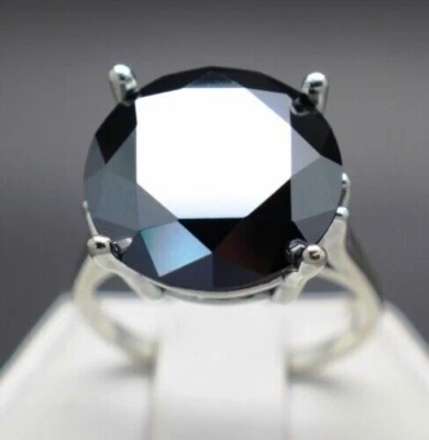 12 cts  Natural Black Diamond Ring, Certified, AAA Grade 13 mm - Image 1 of 4