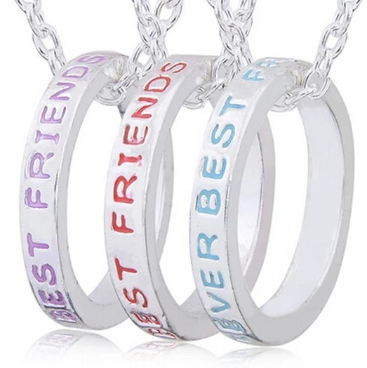 bj- COLLANA BEST FRIENDS 3 PEZZI MIGLIOR AMICA AMORE AMICIZIA IDEA REGALO ANELLO - Immagine 1 di 1